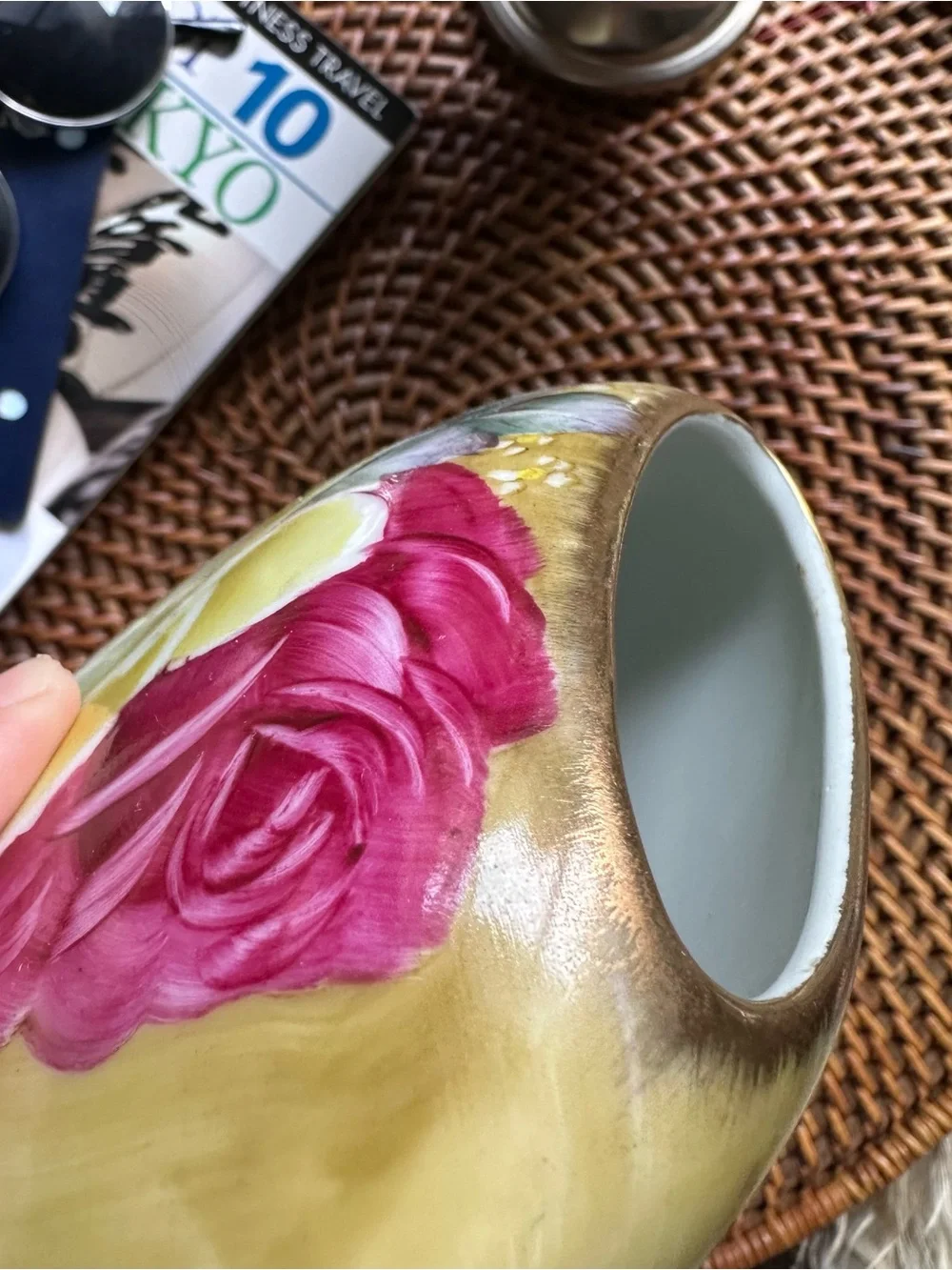 Nippon Vintage Large 6” Rose Made in Japan Floral Porcelain Vase